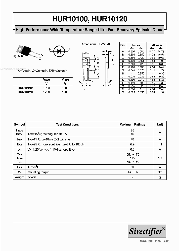 HUR10100_139177.PDF Datasheet