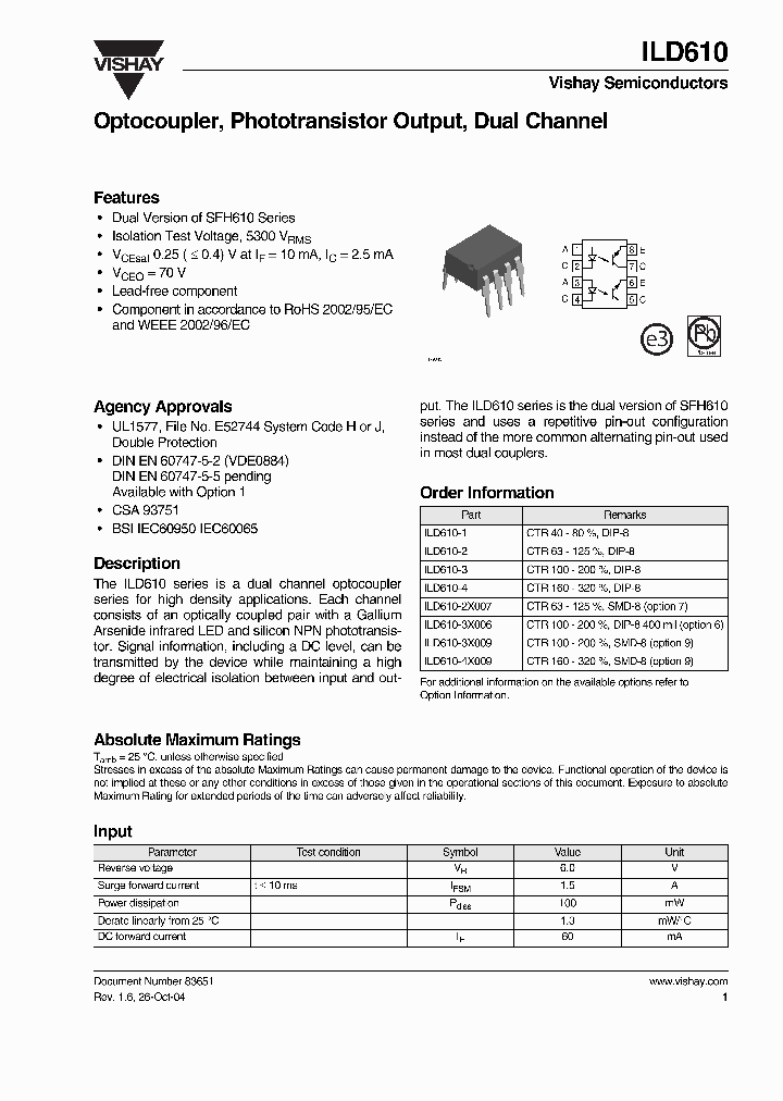 ILD610-4X009_186571.PDF Datasheet