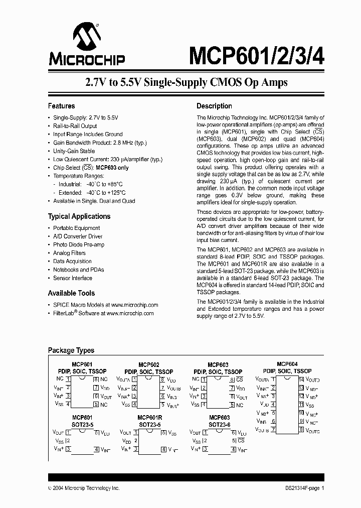 MCP601-ECH_272307.PDF Datasheet