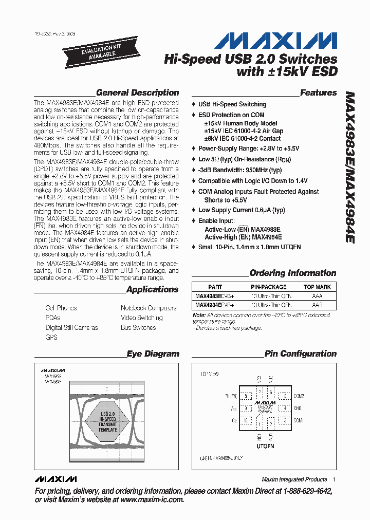 MAX4983EEVB_315894.PDF Datasheet