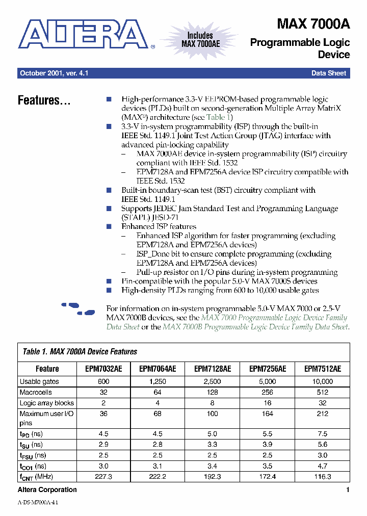 EPM7256AETC100-7_318791.PDF Datasheet