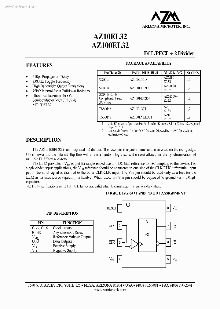 AZ100EL32_188029.PDF Datasheet