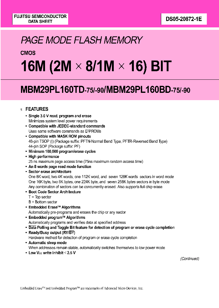MBM29PL160BD-90PF_408625.PDF Datasheet