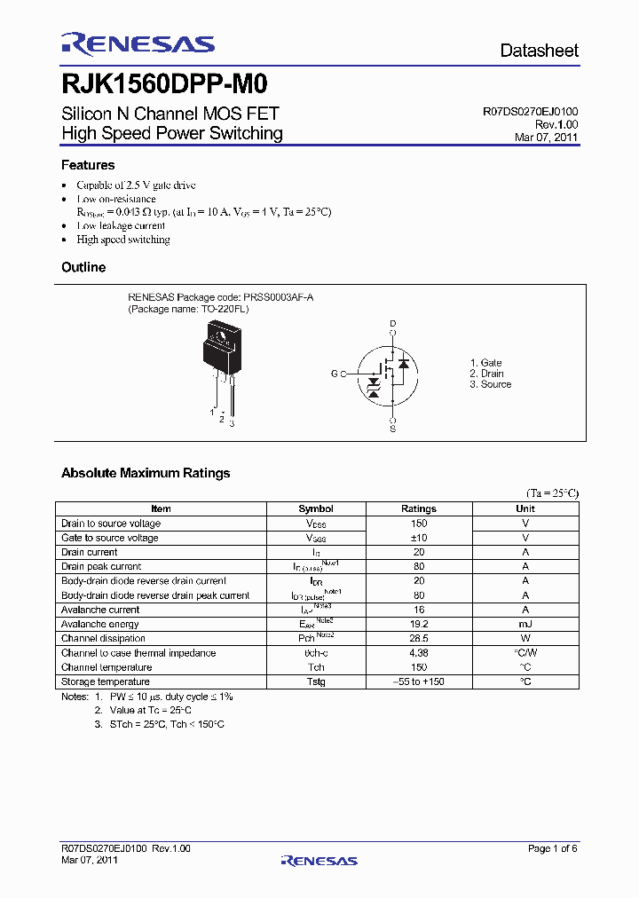 RJK1560DPP-M0-T2_600879.PDF Datasheet
