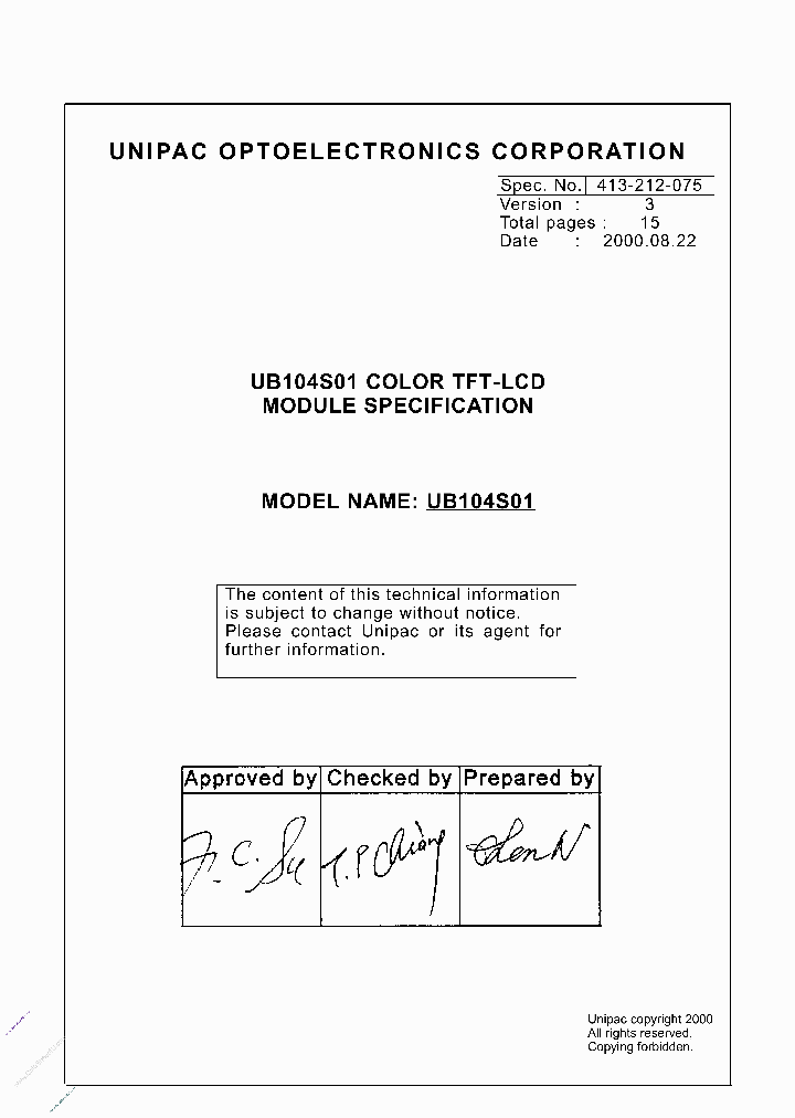 UB104S01_318018.PDF Datasheet