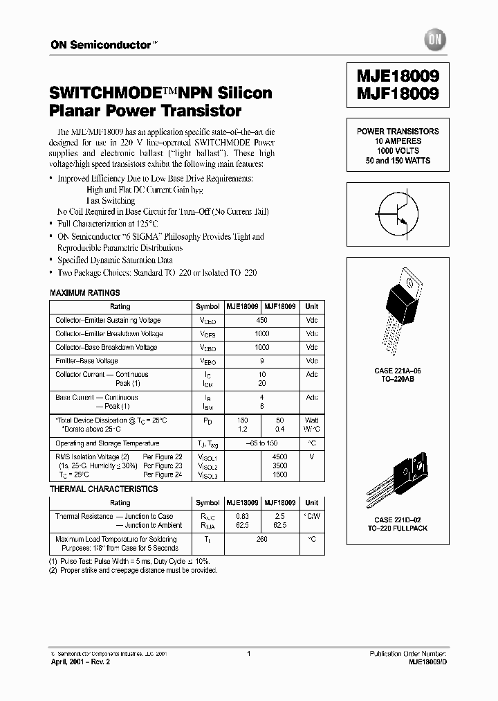 MJE18009-D_375797.PDF Datasheet