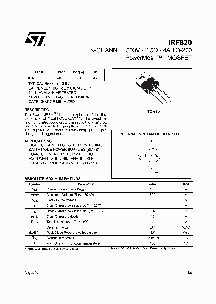 IRF820_422055.PDF Datasheet