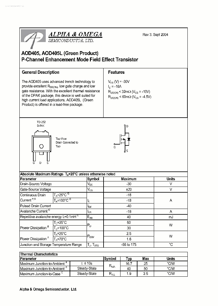 AOD405_421528.PDF Datasheet