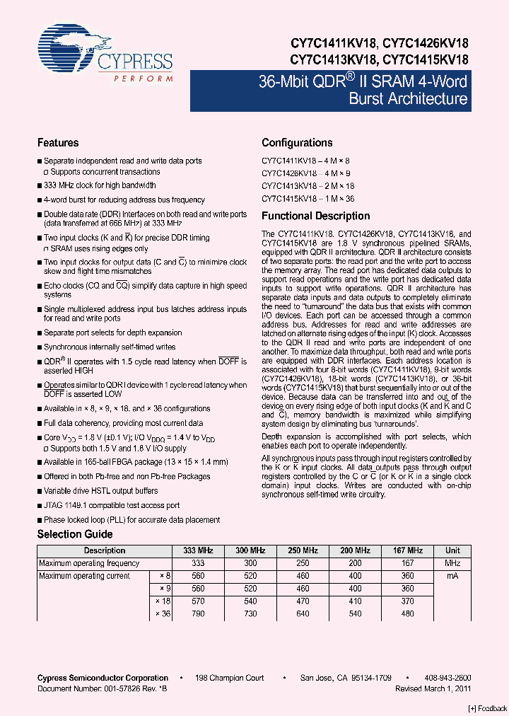 CY7C1415KV18_799219.PDF Datasheet