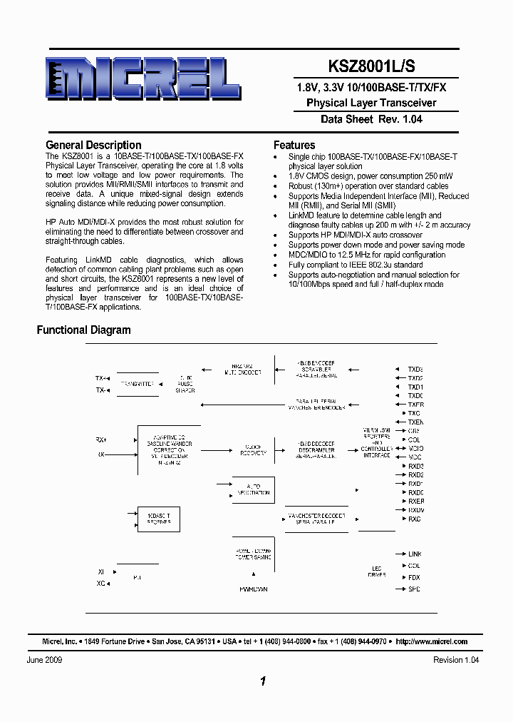 KSZ8001SI_858407.PDF Datasheet