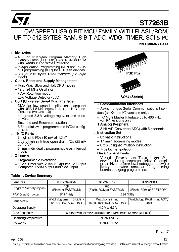 ST7263BK2B1GEN_526226.PDF Datasheet