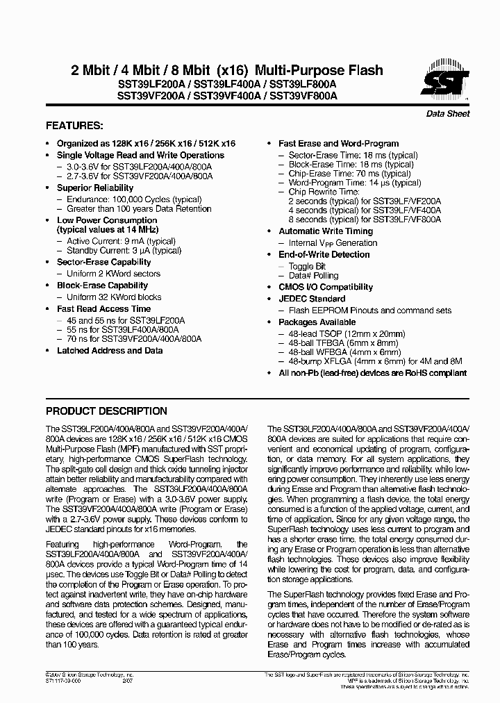 SST39VF200A-70-4C-B3KE_605763.PDF Datasheet