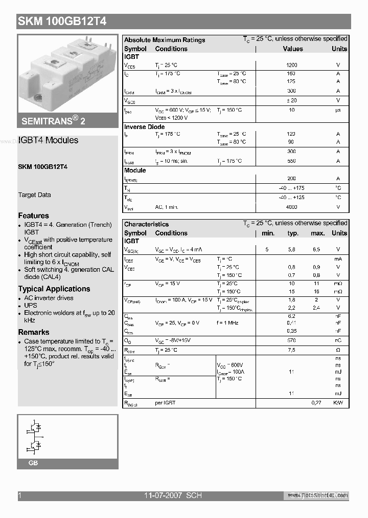 SKM100GB12T4_561664.PDF Datasheet