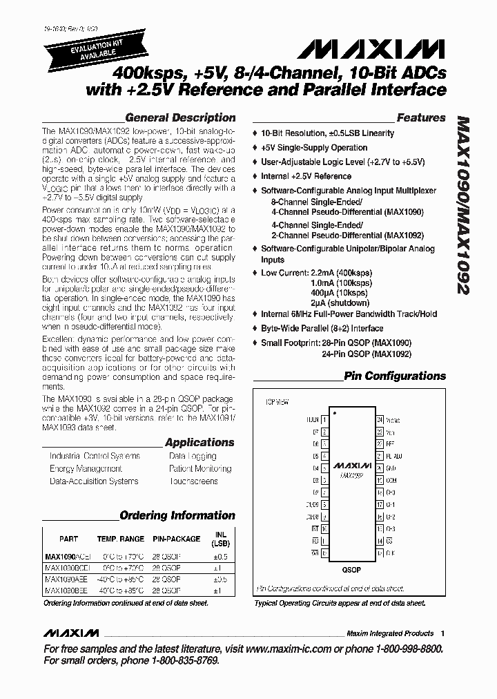 MAX1090AEEI_636909.PDF Datasheet