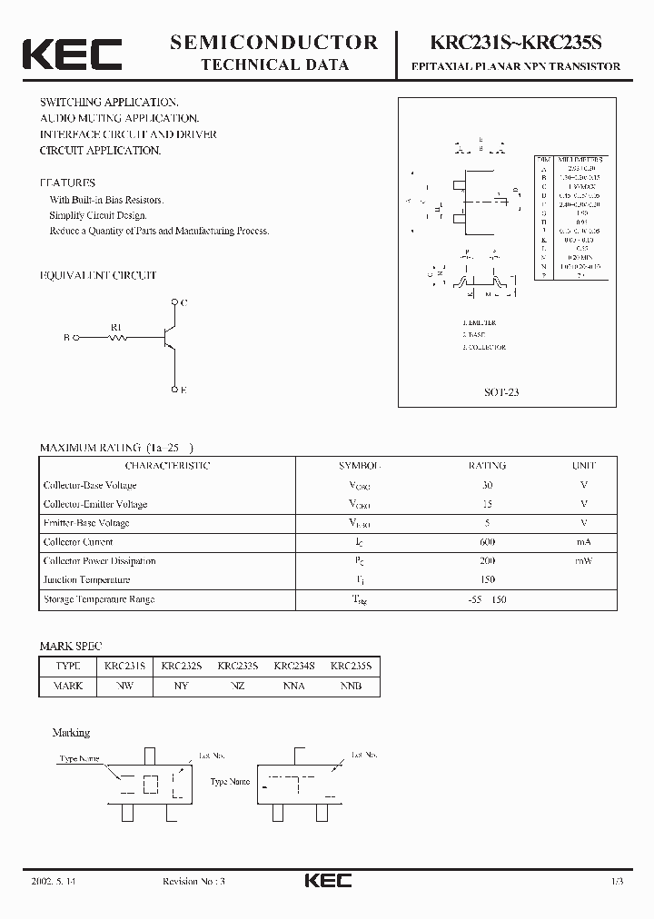KRC231S02_1058640.PDF Datasheet