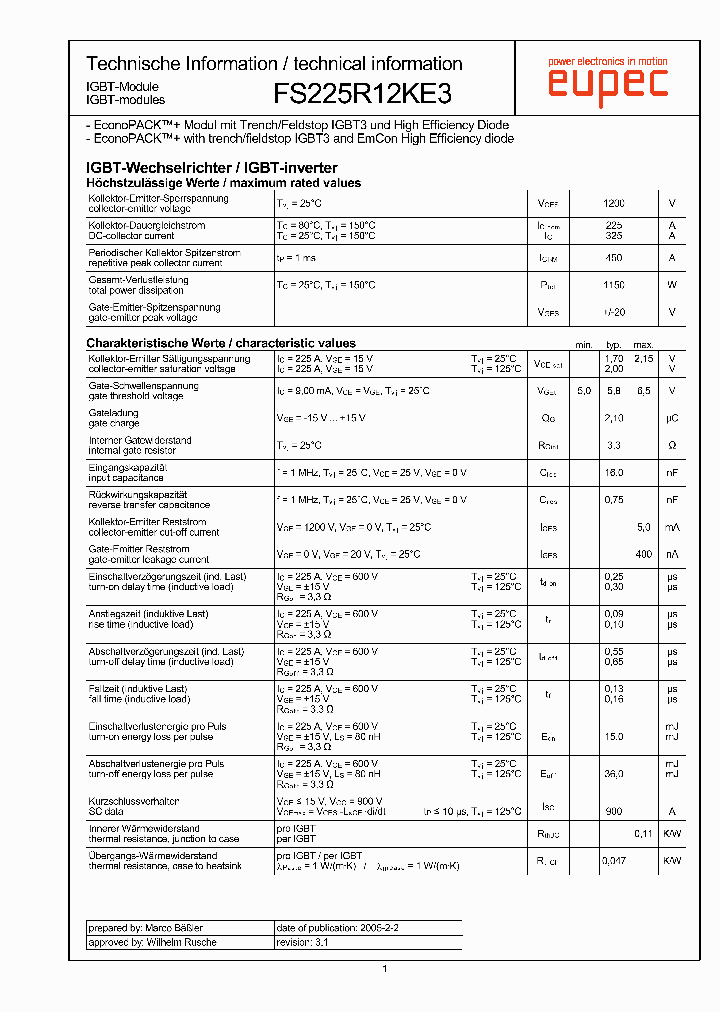 FS225R12KE305_1090922.PDF Datasheet