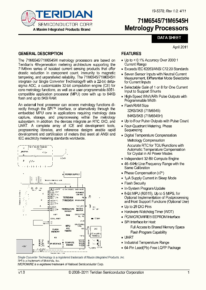 71M6545H_1098494.PDF Datasheet