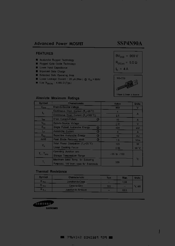SSP4N90A_695564.PDF Datasheet