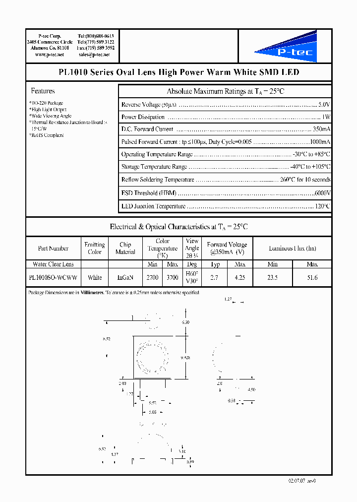 PL1010SO-WCWW_1182212.PDF Datasheet