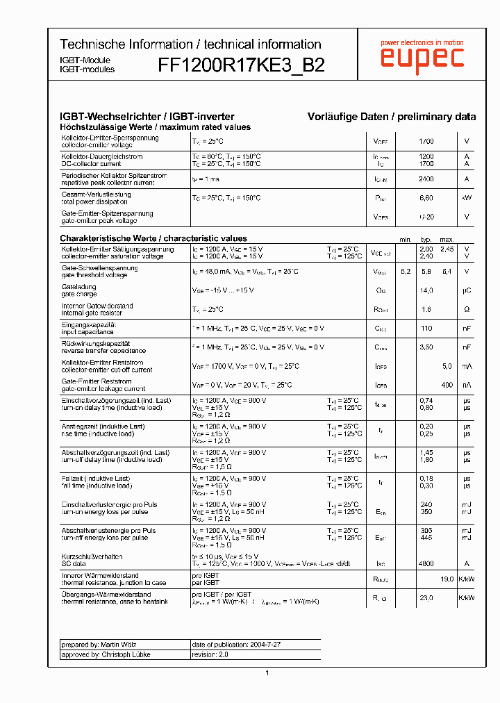 FF1200R17KE3B2_1197127.PDF Datasheet