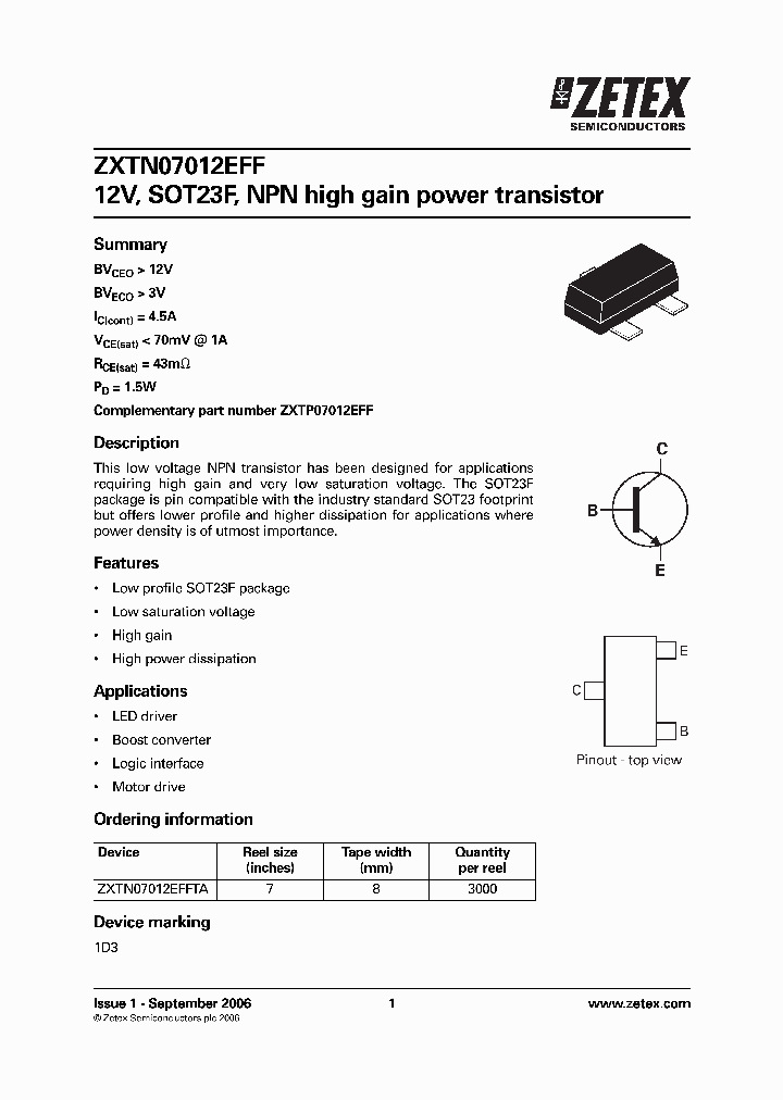 ZXTN07012EFFTA_1205216.PDF Datasheet