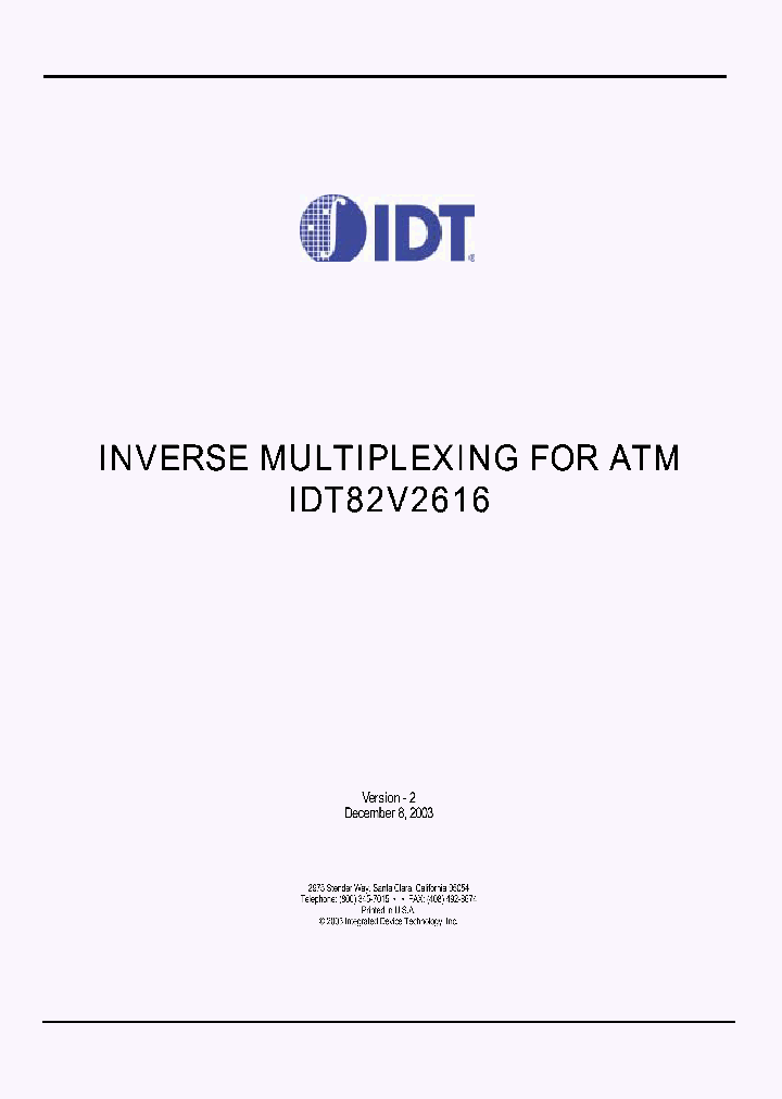 IDT82V2616_1318603.PDF Datasheet