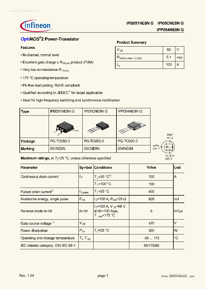 IPI051NE8NG_935172.PDF Datasheet