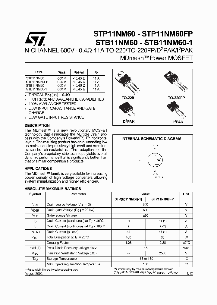 STB11NM60_1325994.PDF Datasheet