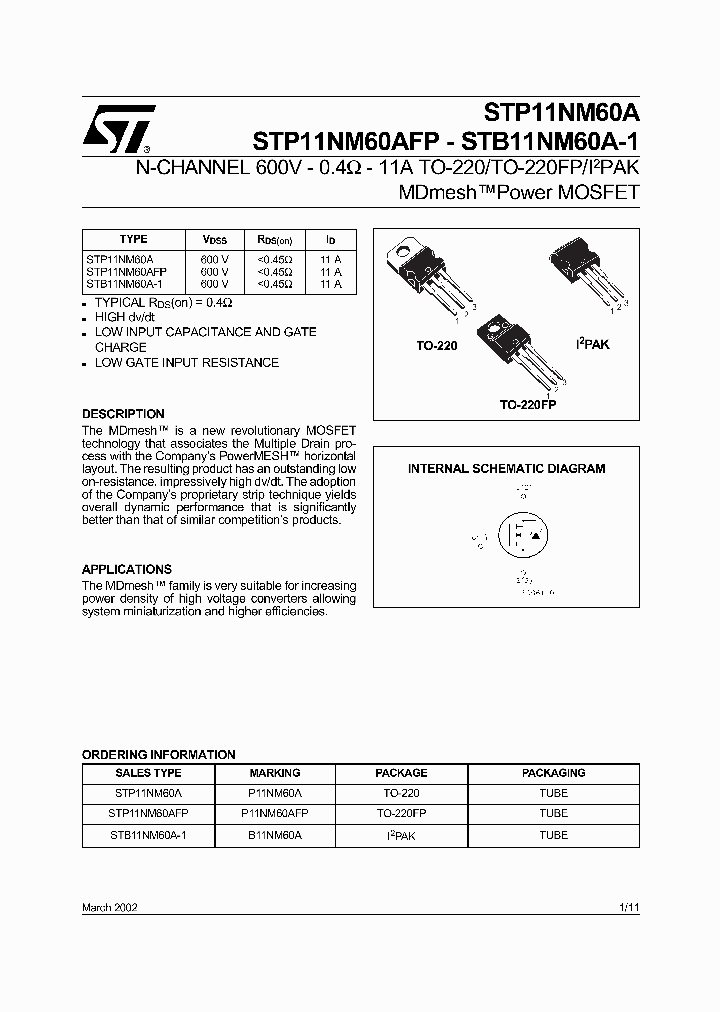 STB11NM60A-1_1325996.PDF Datasheet