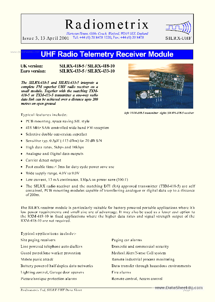 SILRX-418-10_1108231.PDF Datasheet