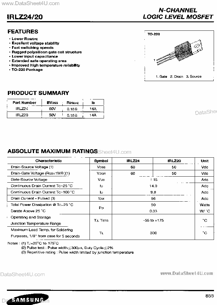 IRLZ20_1070925.PDF Datasheet