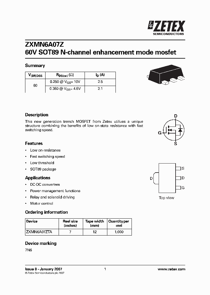 ZXMN6A07Z_1391029.PDF Datasheet