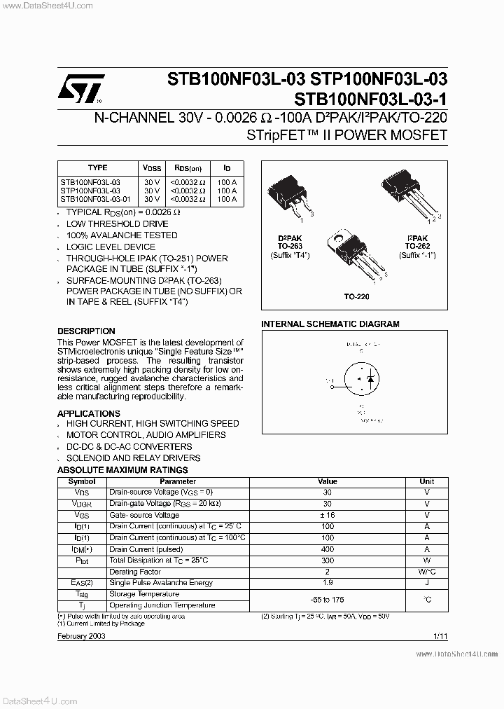 STB100NF03L-03_1253343.PDF Datasheet