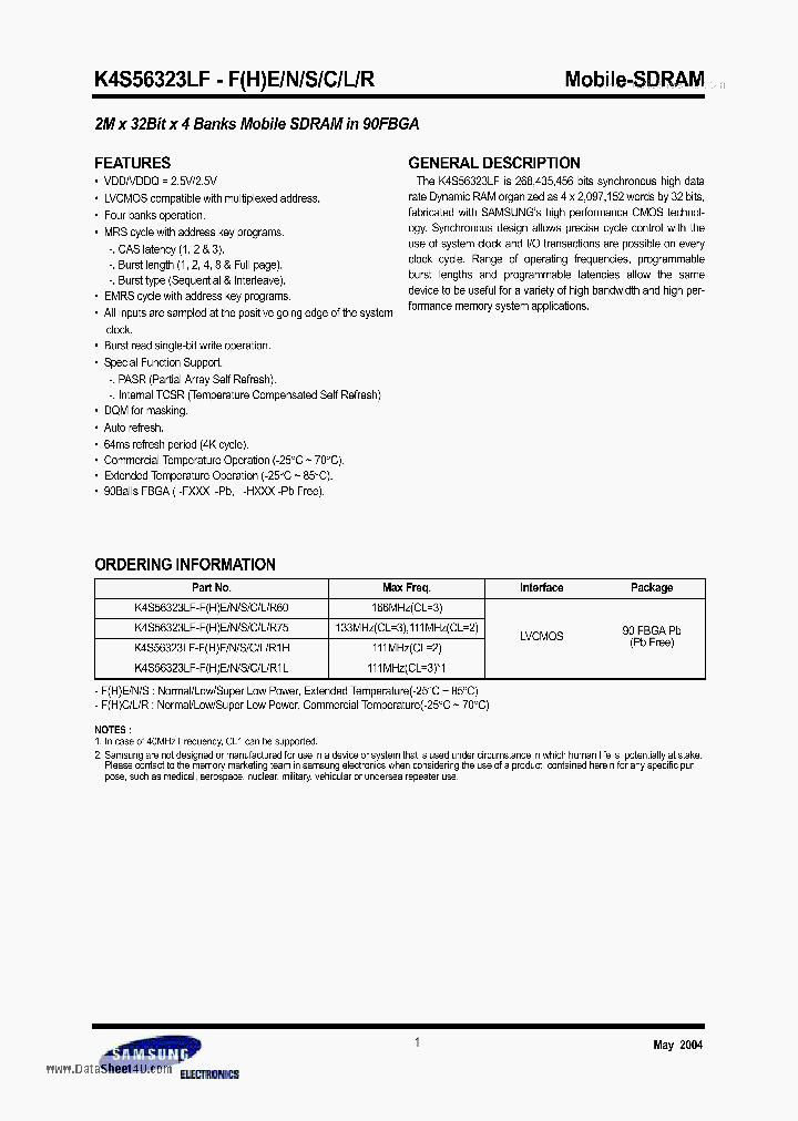 K4S56323LF-FC_1380157.PDF Datasheet