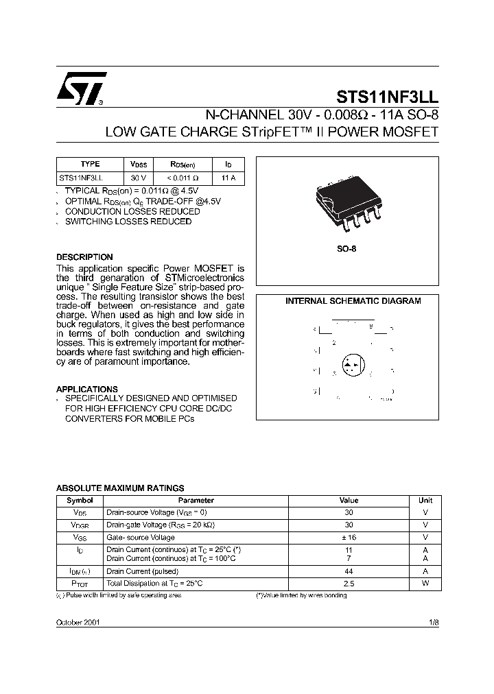 STS11NF3LL_1450724.PDF Datasheet