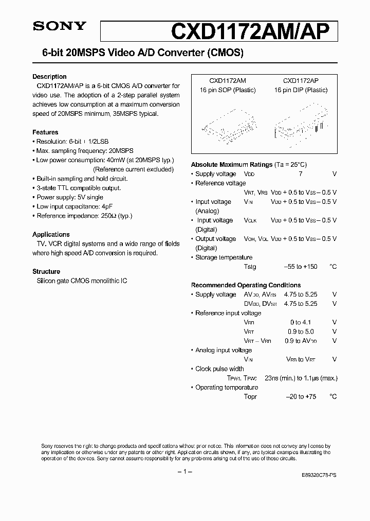 CXD1172AMAP_1475925.PDF Datasheet