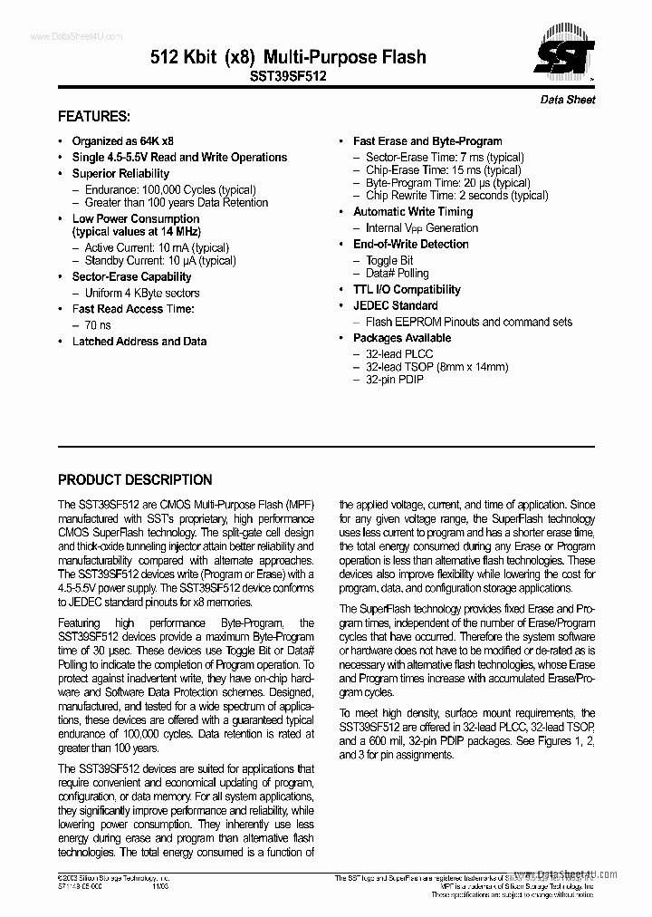 39SF512_1527530.PDF Datasheet