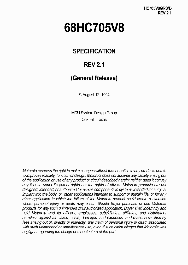 HC705V8GRS_1552993.PDF Datasheet