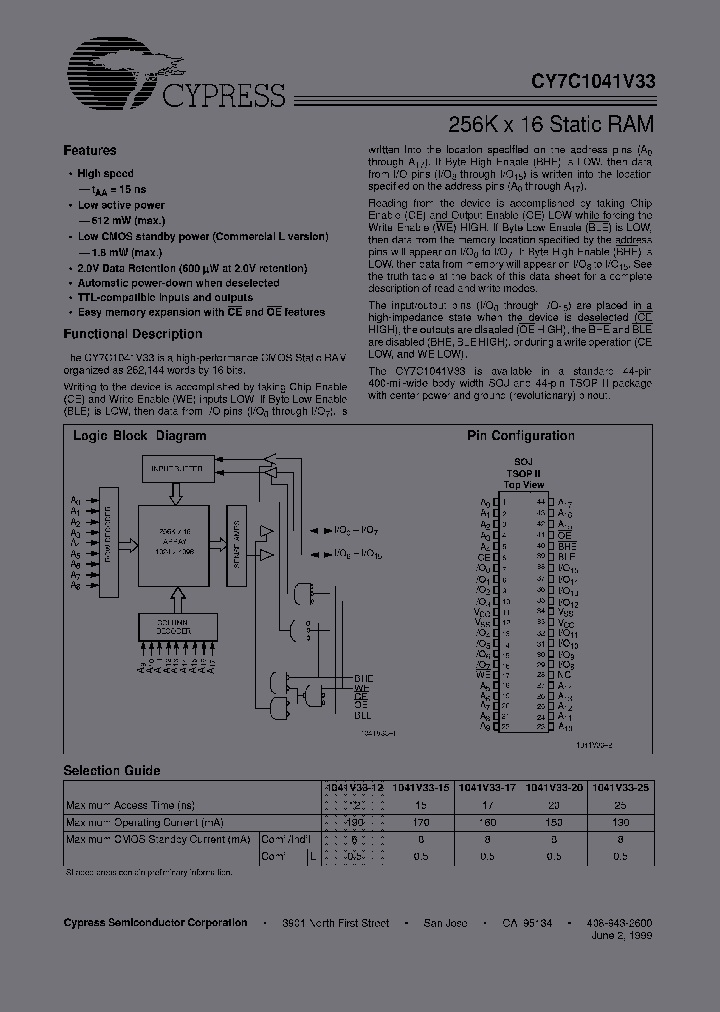 CY7C1041V33L-17VC_875990.PDF Datasheet