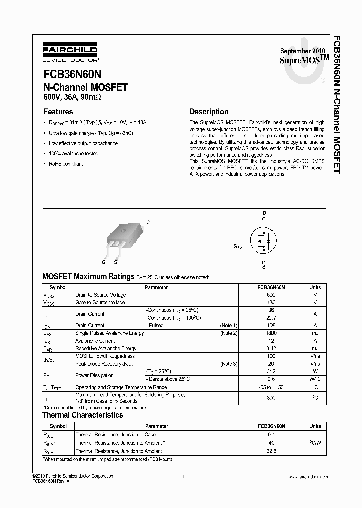 FCB36N60NTM_983952.PDF Datasheet