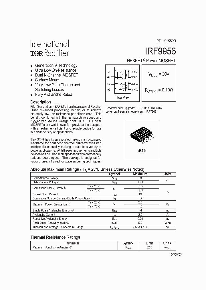 IRF9956TR_1603354.PDF Datasheet