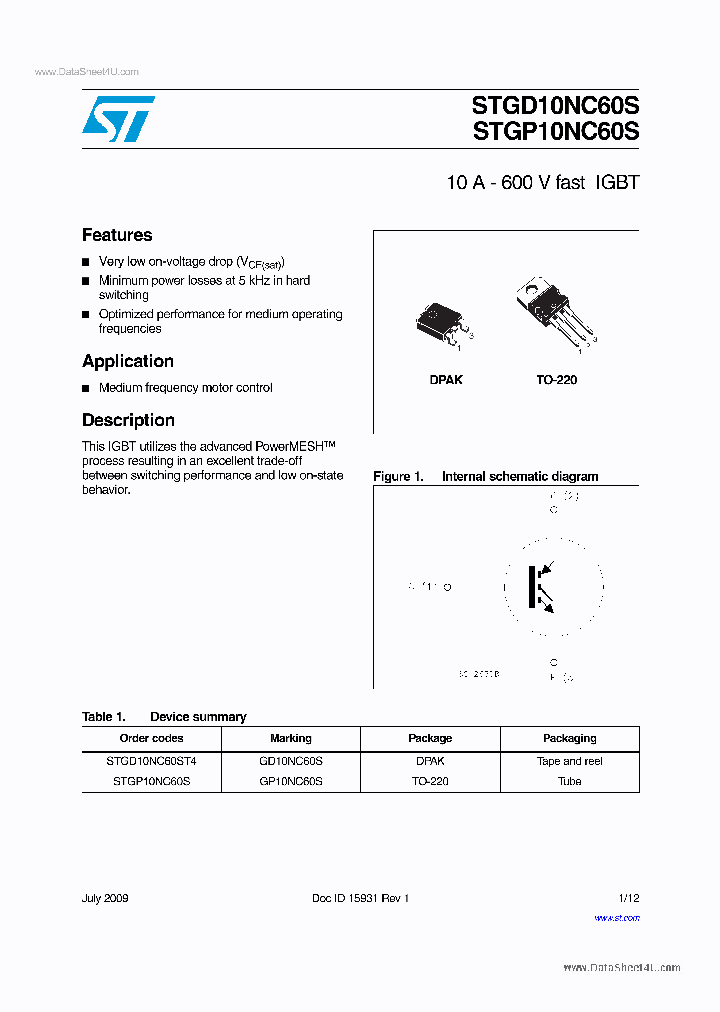 STGD10NC60S_1605418.PDF Datasheet