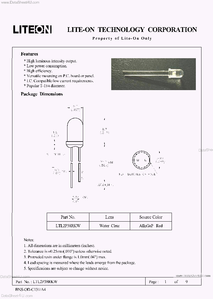 LTL2P38RKW_1610979.PDF Datasheet