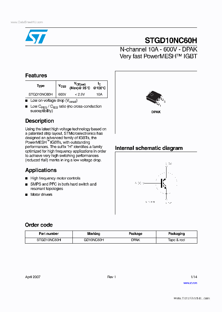 STGD10NC60H_1605417.PDF Datasheet