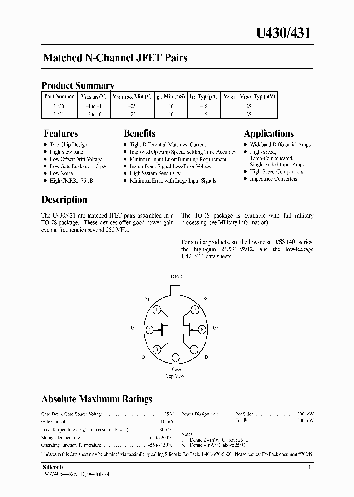 U431_1073082.PDF Datasheet