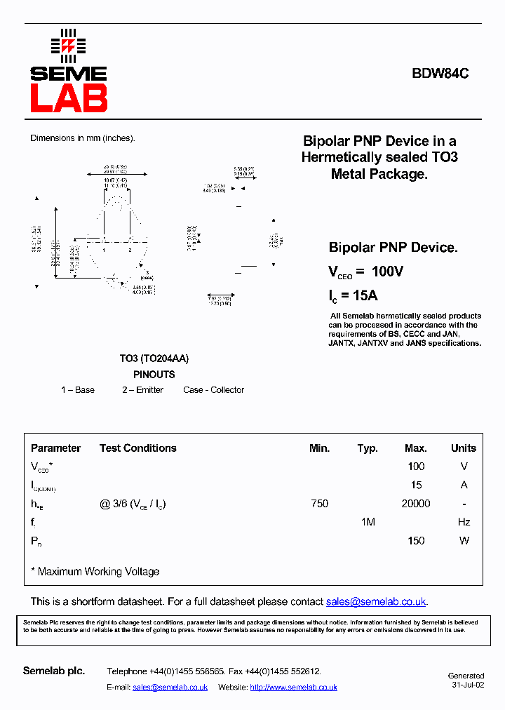 BDW84C_1688737.PDF Datasheet