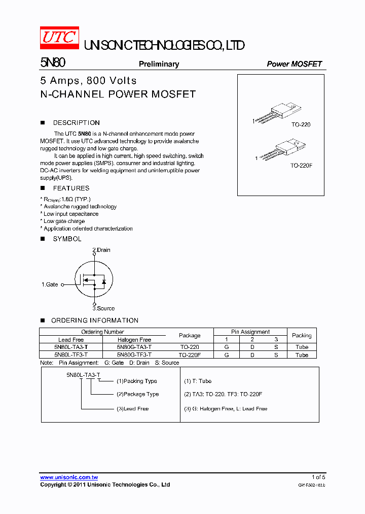 5N80L-TA3-T_1689521.PDF Datasheet