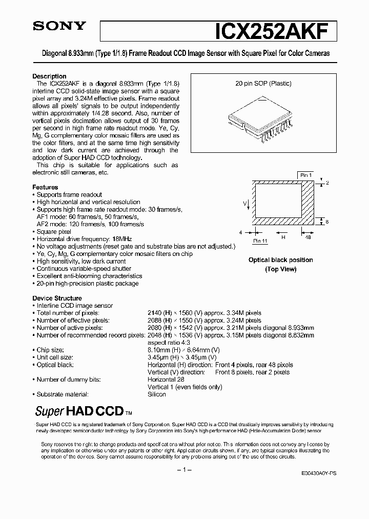 ICX252AKF_1696348.PDF Datasheet