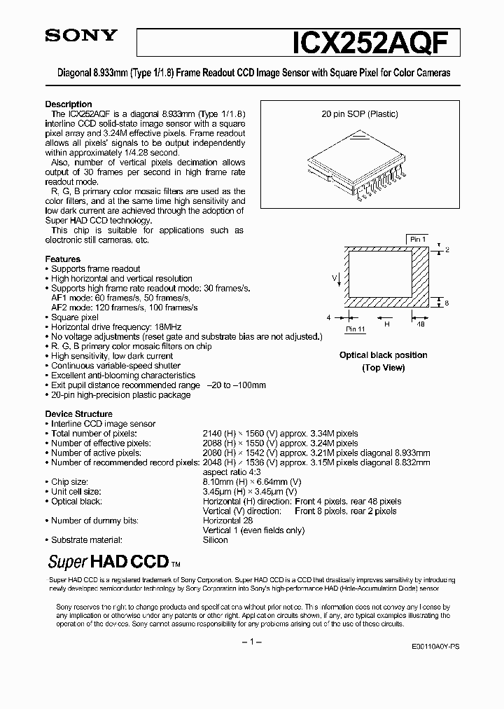 ICX252AQF_1696350.PDF Datasheet