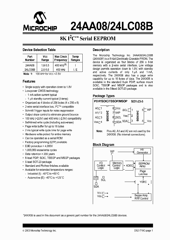 24AA08ST_1245721.PDF Datasheet